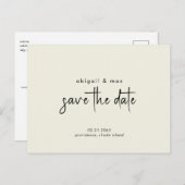 Carte Postale Mariage jaune pâle simple Enregistrer la date Cart (Devant / Derrière)