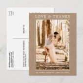 Carte Postale Mariage Kraft Photo Simple Amour Moderne Merci (Devant / Derrière)