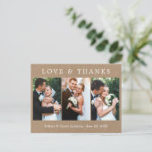 Carte Postale Mariage Kraft Photo Simple Amour Moderne Merci 3 (Debout devant)