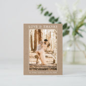 Carte Postale Mariage Kraft Photo Simple Amour Moderne Remerciem (Debout devant)