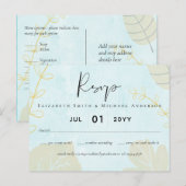 Carte Postale Mariage le moins cher aquarelle bleu laver Script (Devant / Derrière)