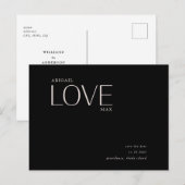 Carte Postale Mariage Love Blush & Black Enregistrer la date Ann (Devant / Derrière)