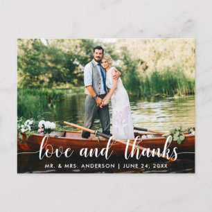 Carte Postale Mariage Love Merci Mariée Groom Photo White Script