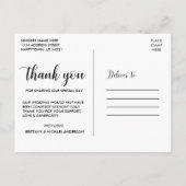 Carte Postale Mariage Love Merci Mariée Groom Photo White Script (Dos)