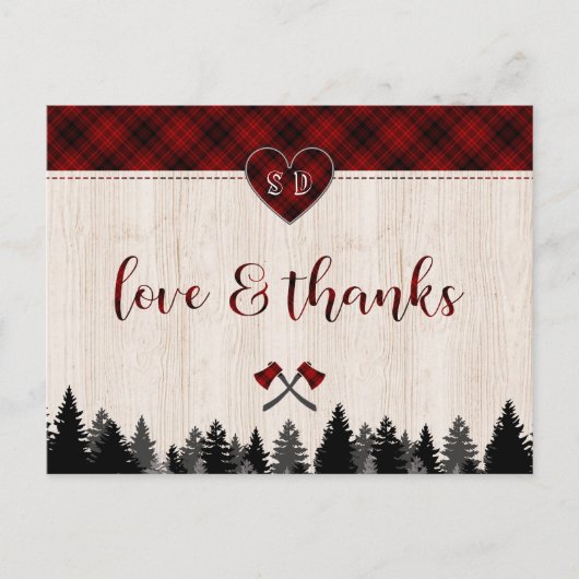 Carte Postale Mariage LumberJack et Jill Anniversaire Merci (Devant)