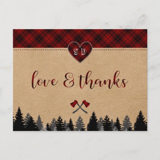 Carte Postale Mariage LumberJack et Jill Anniversaire Merci (Devant)