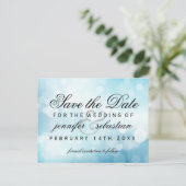 Carte Postale Mariage lumineux Blue Bokeh (Debout devant)