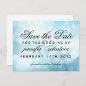 Carte Postale Mariage lumineux Blue Bokeh (Devant / Derrière)