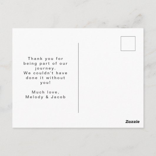 Carte Postale Mariage Lune de miel - Destination de script blanc (Dos)