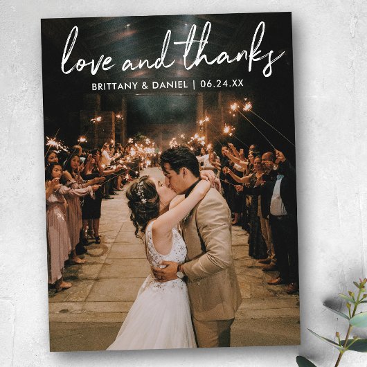 Carte Postale Mariage manuscrit de l'amour de script Merci