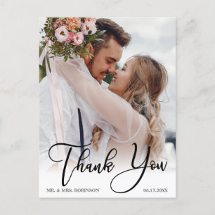 Carte Postale Mariage manuscrit moderne 2 Merci photo