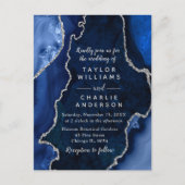 Carte Postale Mariage marbre bleu marine et marbre argenté (Devant)