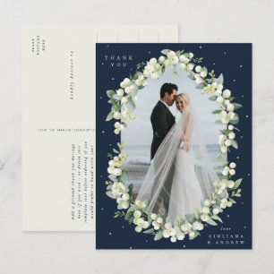 Carte Postale Mariage Marin Bleu + Eucalyptus Remerciements de m