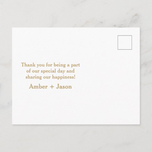 Carte postale Mariage marine et or Merci (Dos)