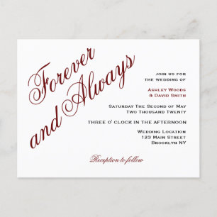 Carte postale Mariage Maroon Elegant Script