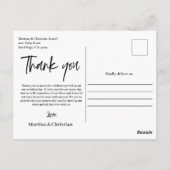 Carte postale mariage Merci (Dos)