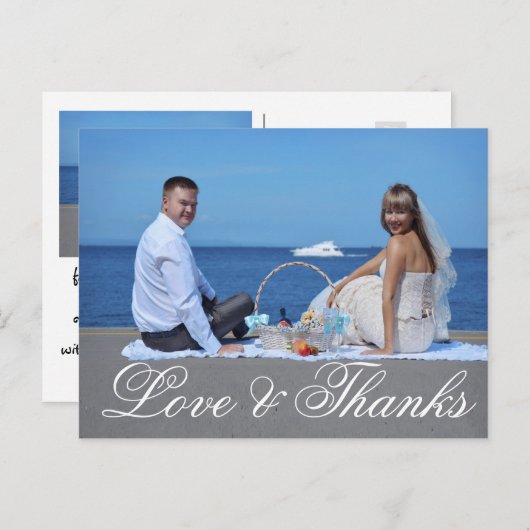 Carte postale mariage Merci (Devant / Derrière)