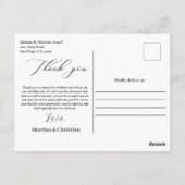 Carte postale mariage Merci (Dos)