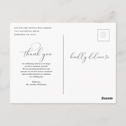 Carte postale Mariage Merci (Dos)