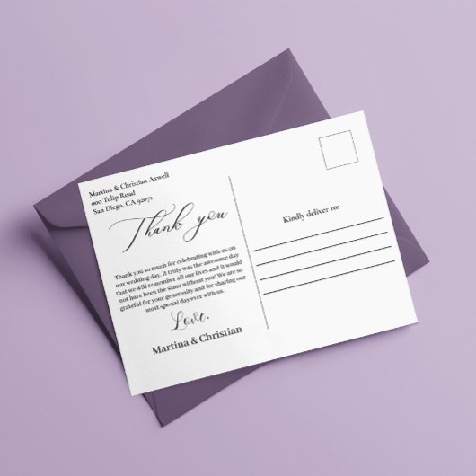 Carte postale mariage Merci