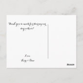 Carte postale mariage Merci (Dos)