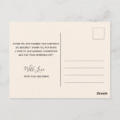 Carte postale mariage Merci bleu Aquarelle Script (Dos)