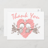 Carte postale Mariage Merci Coeur rose (Devant / Derrière)