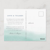 Carte Postale Mariage Merci d'aquarelle côtière de Seaglass (Dos)