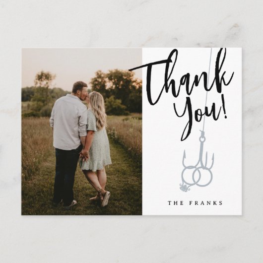 Carte postale Mariage Merci de capture de pêche (Devant)