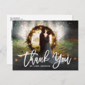 Carte Postale Mariage Merci de  de script de calgraphie de pince (Devant / Derrière)