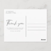 Carte postale Mariage Merci de script (Dos)