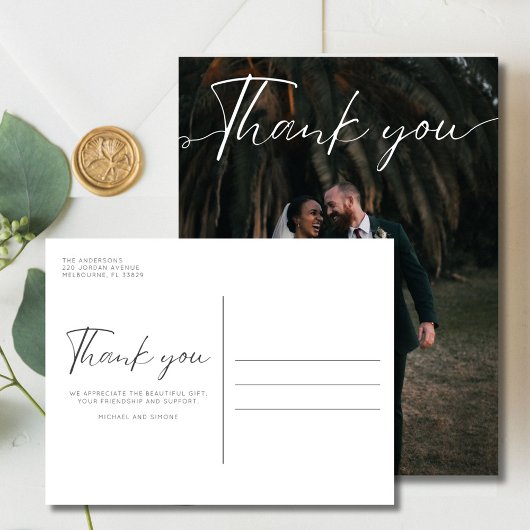 Carte postale Mariage Merci de script