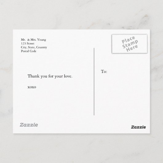 CARTE POSTALE MARIAGE MERCI DE SCRIPT DE GESTION (Dos)