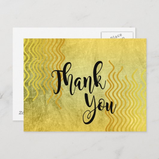 Carte Postale Mariage Merci des courbes or (Devant / Derrière)