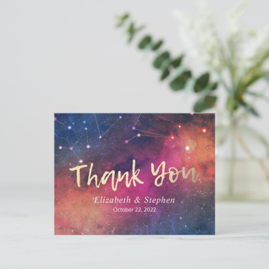 Carte Postale Mariage Merci Galaxy Star Nebula Constellation (Debout devant)
