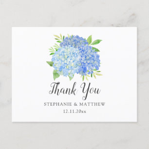 Carte Postale Mariage Merci Hydrangea Aquarelle Florale