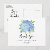 Carte Postale Mariage Merci Hydrangea Aquarelle Florale (Devant / Derrière)