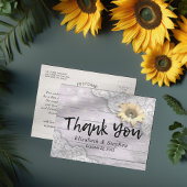 Carte Postale Mariage Merci Lace Tournesol Rustique Bois clair