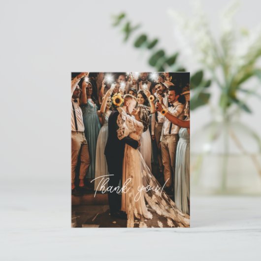 Carte Postale Mariage Merci manuscrit 1 photo (Debout devant)