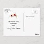 Carte Postale Mariage Merci Or Bourgogne Marbre Floral (Dos)