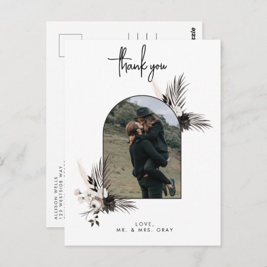 Carte postale mariage Merci photo (Devant / Derrière)