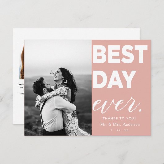 Carte Postale Mariage Merci photo Meilleur jour jamais (Devant / Derrière)