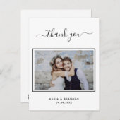 Carte Postale Mariage merci photo noir blanc typographie (Devant / Derrière)