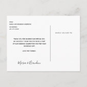 Carte Postale Mariage merci photo noir blanc typographie (Dos)