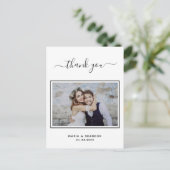 Carte Postale Mariage merci photo noir blanc typographie (Debout devant)