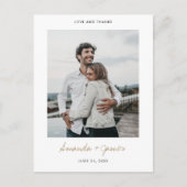 Carte Postale Mariage Merci photo personnalisé en or simple mode (Devant)