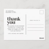 Carte Postale Mariage Merci photo simple et moderne (Dos)