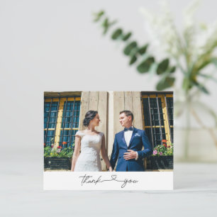 Carte Postale Mariage Merci photo simple et moderne