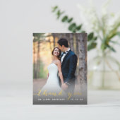 Carte Postale Mariage Merci pour écriture Faux Gold (Debout devant)