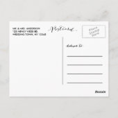 Carte Postale Mariage Merci pour écriture Faux Gold (Dos)